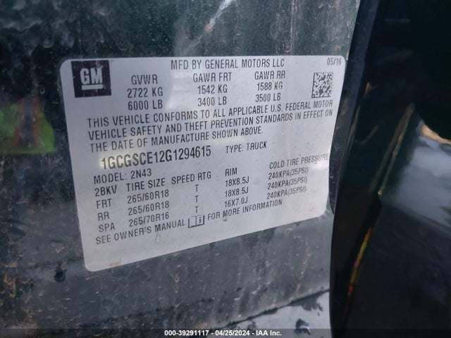 Chevrolet Colorado Lt 2016 1GCGSCE12G1294615 Image 9