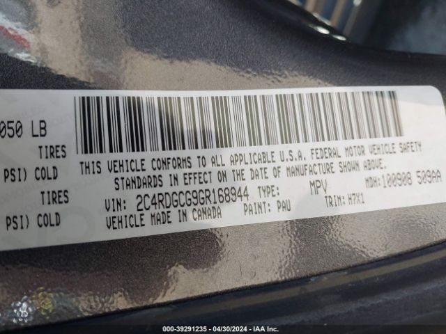 2C4RDGCG9GR168944 Dodge Grand Caravan Sxt