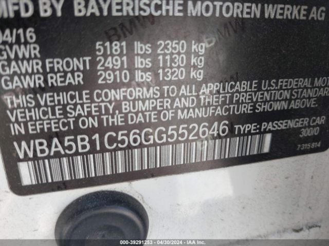 WBA5B1C56GG552646 BMW 535i