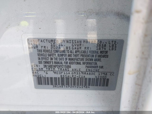 Nissan SENTRA SR 2017 3N1AB7AP2HY215984 Image 9
