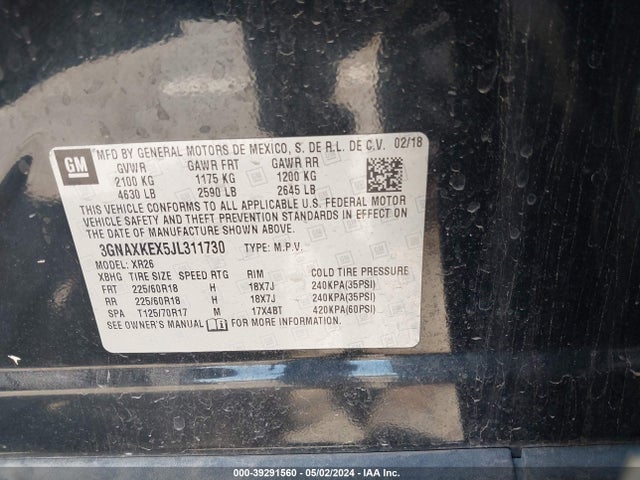 Chevrolet EQUINOX LT 2018 3GNAXKEX5JL311730 Image 9