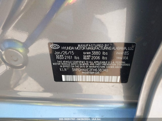 Hyundai ELANTRA SE 2015 5NPDH4AE2FH638340 Image 9
