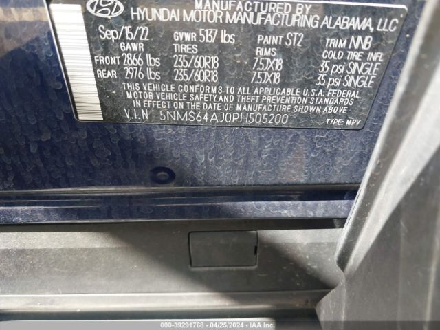 5NMS64AJ0PH505200 Hyundai Santa Fe Xrt