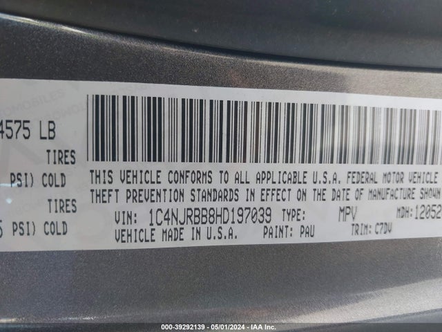 1C4NJRBB8HD197039 Jeep Patriot Sport 4x4