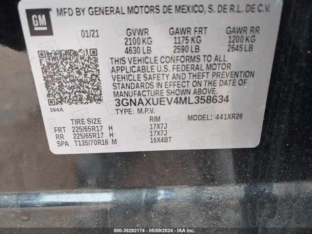 Chevrolet Equinox Awd Lt 2021 3GNAXUEV4ML358634 Image 9