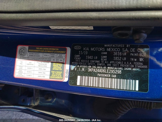 KIA RIO S 2020 3KPA24AD6LE295298 Image 9