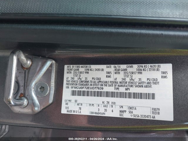 Ford ESCAPE S 2014 1FMCU0F72EUD77639 Image 9