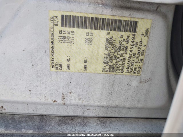 Nissan Maxima 3.5 S/3.5 Sv 2014 1N4AA5AP8EC456494 Image 9