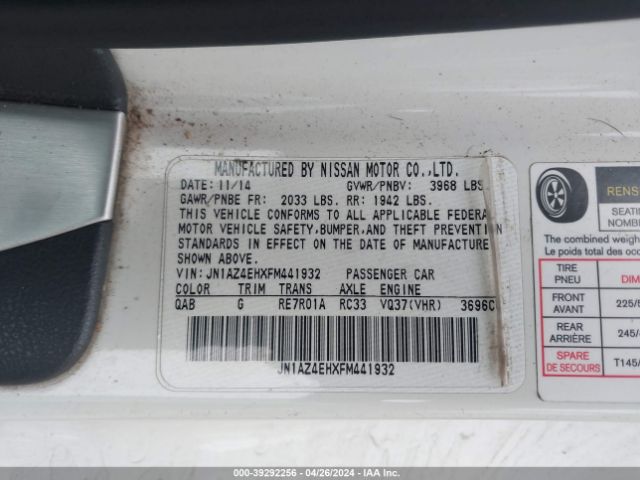 JN1AZ4EHXFM441932 Nissan 370Z