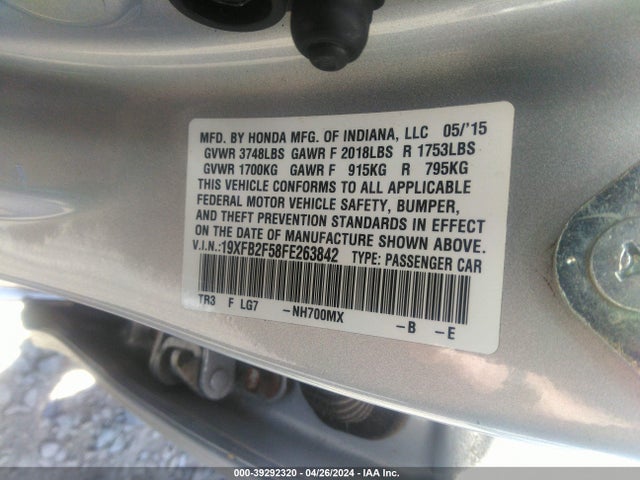 Honda Civic Lx 2015 19XFB2F58FE263842 Image 9