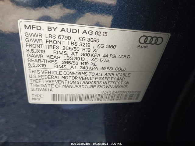 WA1LGAFE0FD015773 Audi Q7 3.0t Premium