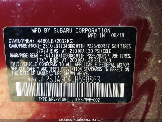 Subaru Forester 2.5i Premium 2018 JF2SJAGC4JH598853 Image 9