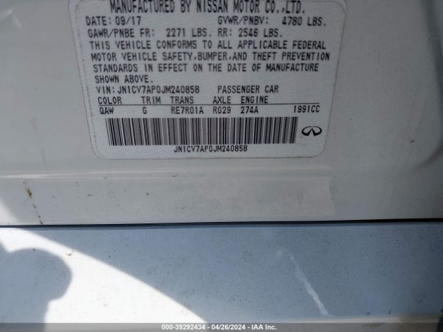 JN1CV7AP0JM240858 Infiniti Q50 2.0t Pure