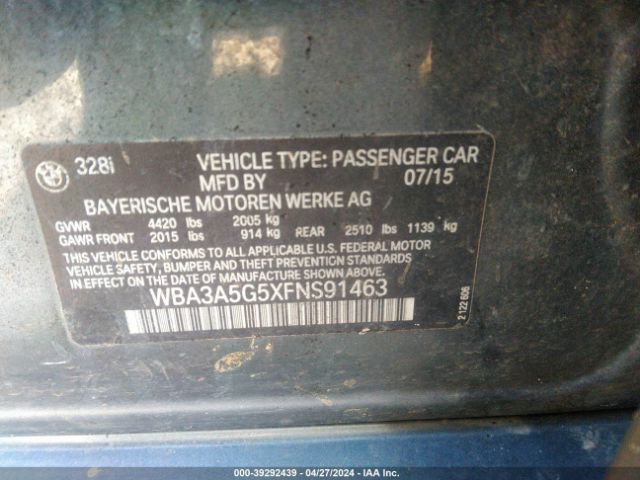WBA3A5G5XFNS91463 BMW 328I