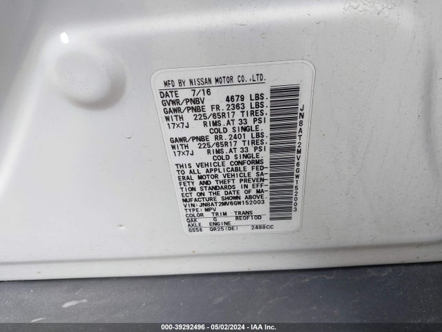 Nissan ROGUE S 2016 JN8AT2MV6GW152003 Image 9