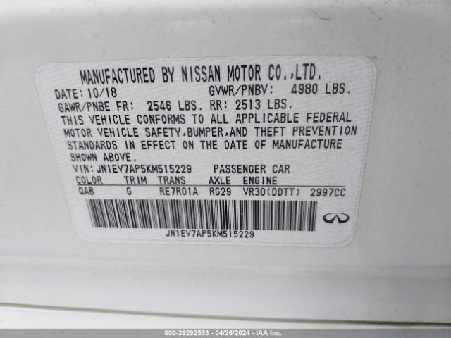 JN1EV7AP5KM515229 Infiniti Q50 3.0t Luxe