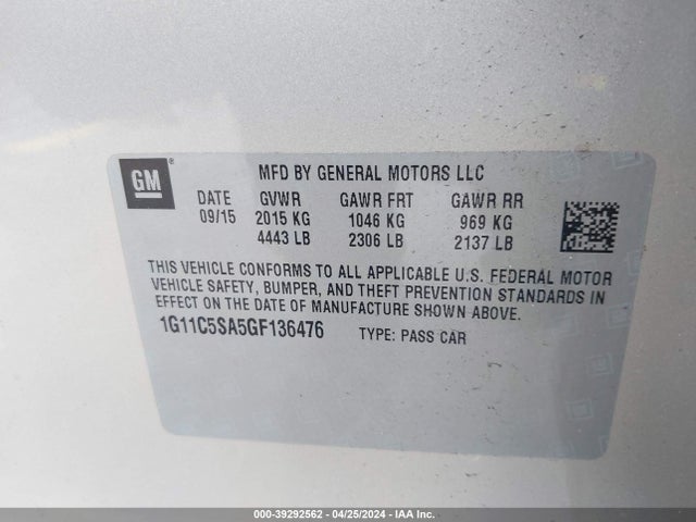 Chevrolet Malibu Limited Lt 2016 1G11C5SA5GF136476 Image 9