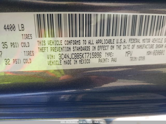 3C4NJCBB5KT715896 Jeep Compass Latitude Fwd
