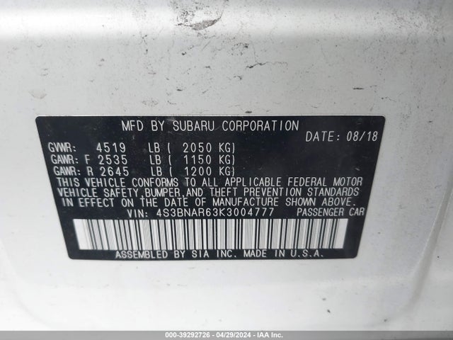 Subaru Legacy Sport 2019 4S3BNAR63K3004777 Image 9