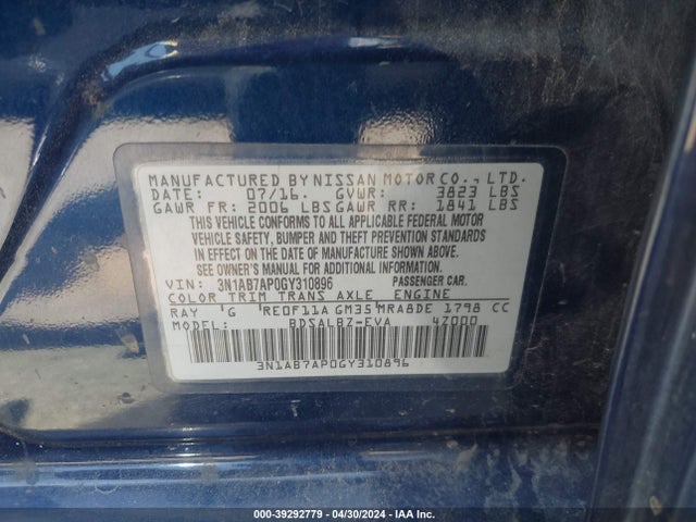 Nissan SENTRA S 2016 3N1AB7AP0GY310896 Image 9