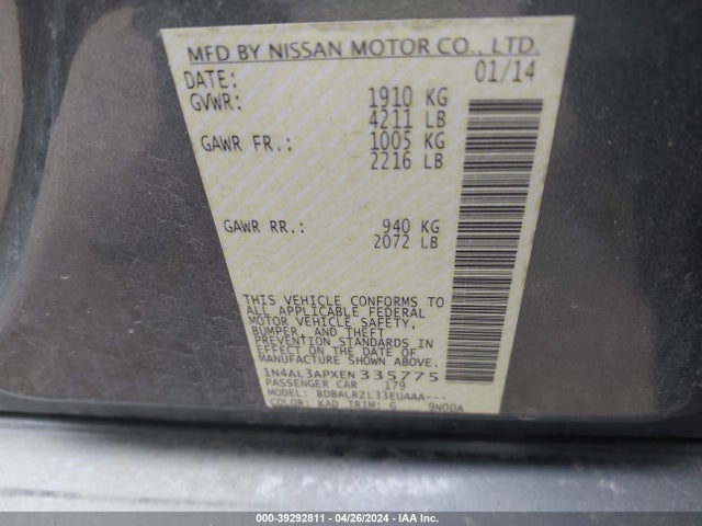 Nissan Altima 2.5 S 2014 1N4AL3APXEN335775 Image 9