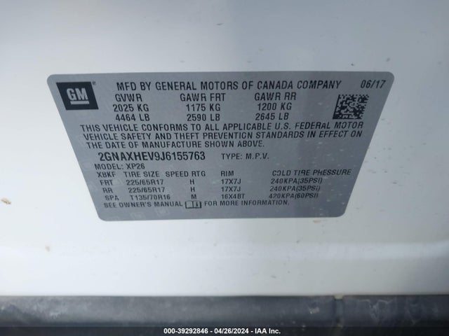 Chevrolet EQUINOX LS 2018 2GNAXHEV9J6155763 Image 9