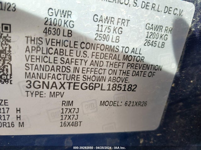 Chevrolet Equinox Awd 2fl 2023 3GNAXTEG6PL185182 Image 9