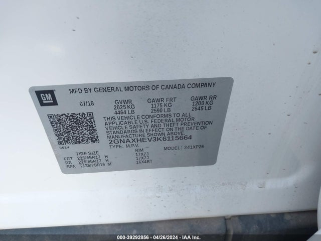 Chevrolet EQUINOX LS 2019 2GNAXHEV3K6115664 Image 9