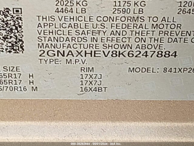 Chevrolet EQUINOX LS 2019 2GNAXHEV8K6247884 Image 9