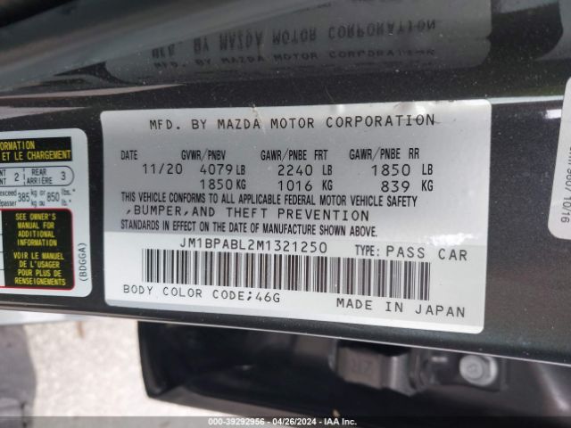 JM1BPABL2M1321250 Mazda Mazda3 Select