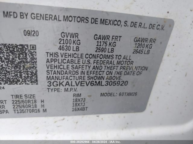 3GKALVEV6ML305920 GMC Terrain Awd Slt