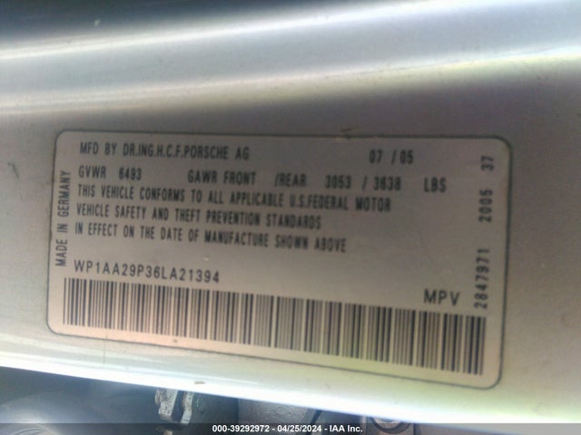 2006 PORSCHE CAYENNE WP1AA29P36LA21394 Photo 8