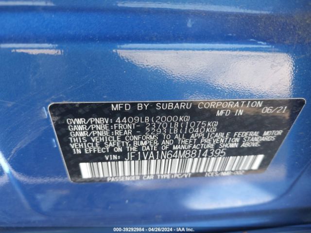 JF1VA1N64M8814395 Subaru Wrx Limited