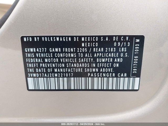 Volkswagen Jetta 1.8t Se 2014 3VWD17AJ2EM221017 Image 9