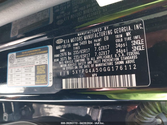 KIA Sorento 3.3l Lx 2016 5XYPG4A50GG176112 Image 9