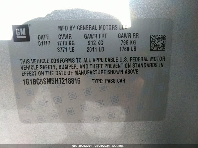 Chevrolet Cruze Ls Auto 2017 1G1BC5SM5H7218816 Image 9