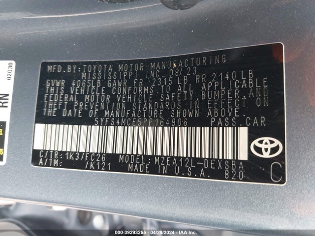 Toyota COROLLA SE 2023 5YFS4MCE5PP164906 Image 9