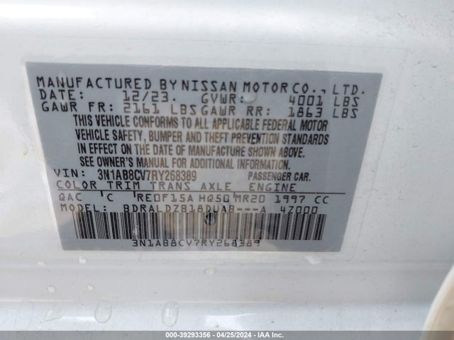Nissan Sentra Sv Xtronic Cvt 2024 3N1AB8CV7RY268389 Image 9