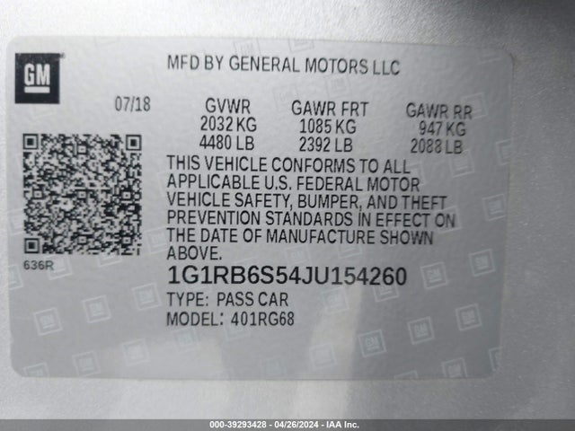 Chevrolet Volt Premier 2018 1G1RB6S54JU154260 Image 9