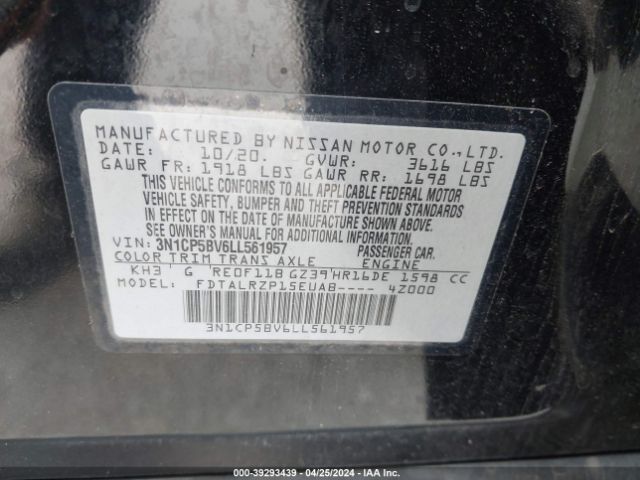 3N1CP5BV6LL561957 Nissan Kicks S Xtronic Cvt