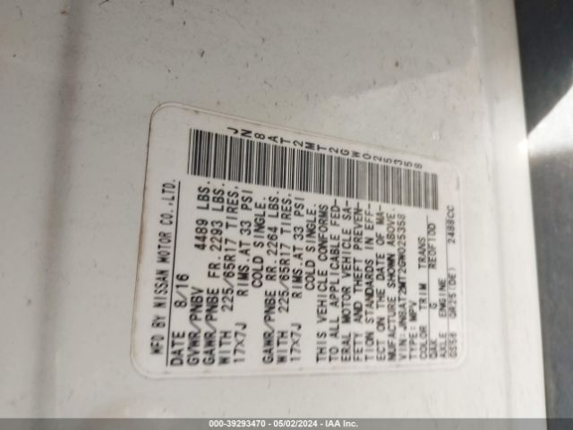 JN8AT2MT2GW025358 Nissan ROGUE SV