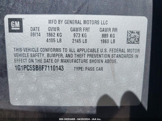 Chevrolet Cruze 1lt Auto 2015 1G1PC5SB8F7110143 Image 9