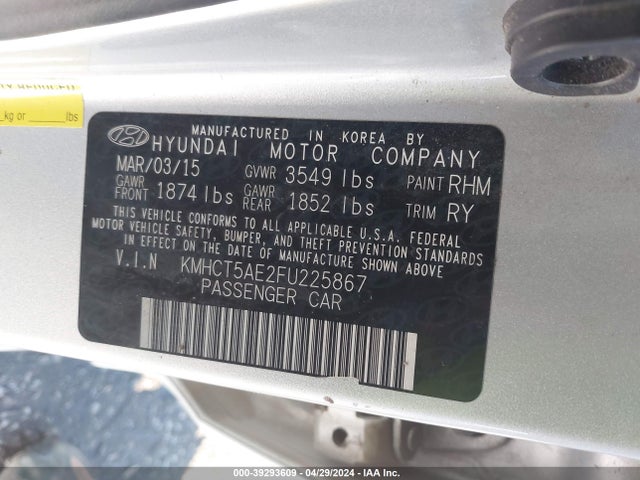 Hyundai ACCENT GS 2015 KMHCT5AE2FU225867 Image 9