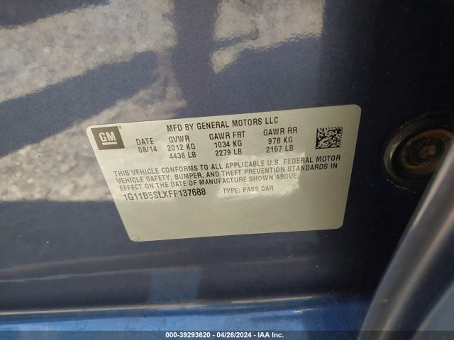 Chevrolet MALIBU LS 2015 1G11B5SLXFF137688 Image 9