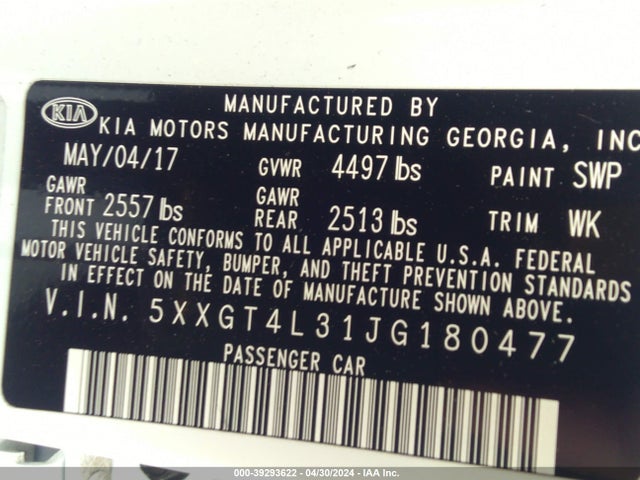 KIA Optima Lx 2018 5XXGT4L31JG180477 Image 9