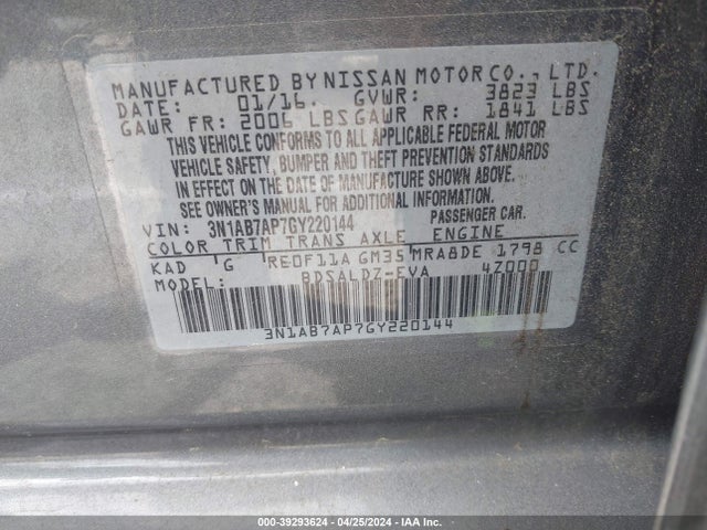 Nissan SENTRA SV 2016 3N1AB7AP7GY220144 Image 9