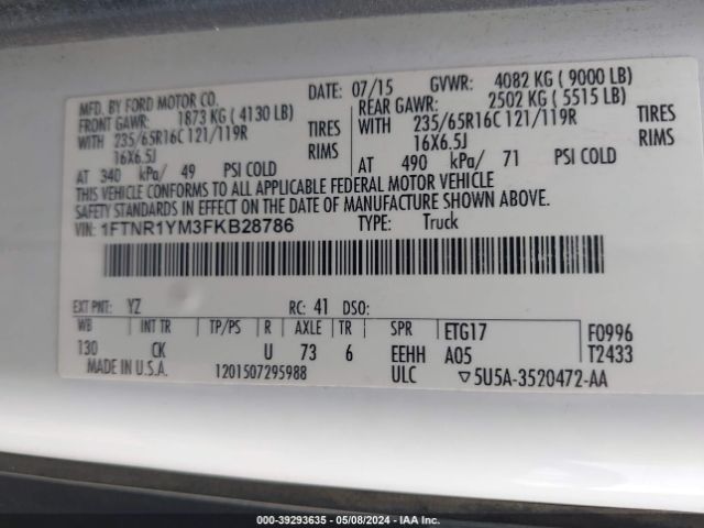 1FTNR1YM3FKB28786 Ford Transit-250