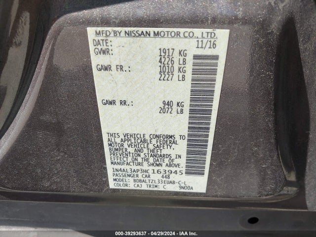 Nissan Altima 2.5 Sl 2017 1N4AL3AP3HC163945 Image 9