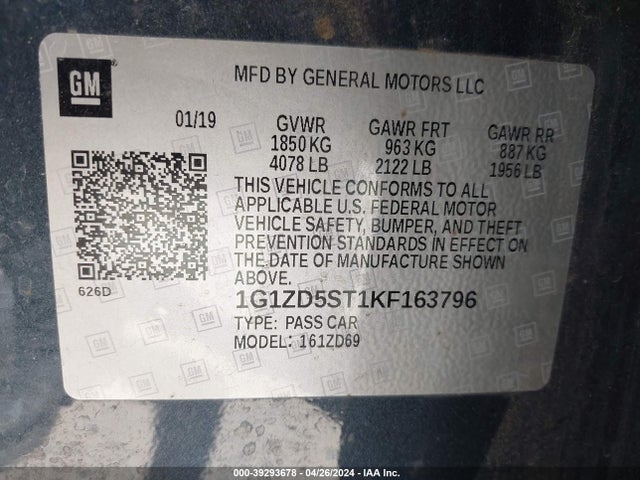 Chevrolet MALIBU LT 2019 1G1ZD5ST1KF163796 Image 9