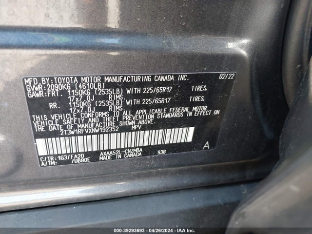 Toyota Rav4 Xle 2022 2T3W1RFVXNW192352 Image 9
